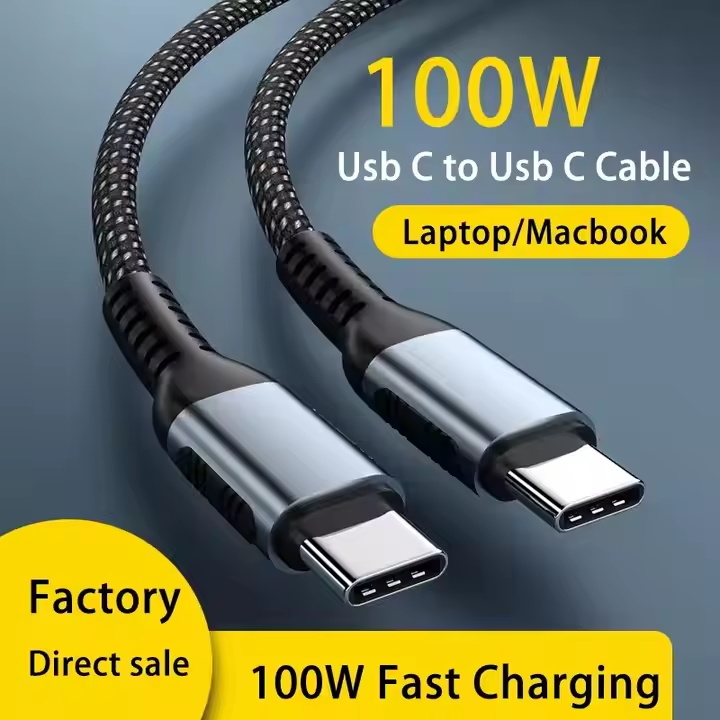 PD 60W 100W 3A 5A Fast Charging PD Type C TO C High Speed Data Transfer Nylon Cable