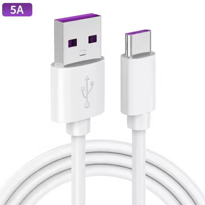 Good Quality White Color Wholesale PVC 5A High Power Pure Copper USB Type-c Data Cables for mobile phone
