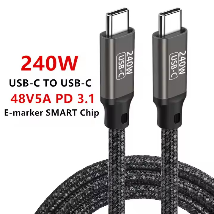 1M 2M 240W USB C To USB C Type PD 3.1 100W Fast Charging Sync Charge Data Cables For Laptop