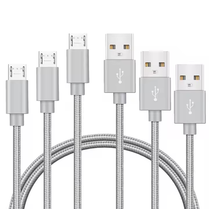 Hengye Custom Logo 1M 2M 3M Nylon Braided Micro USB Data Cable V8 For Android Phones