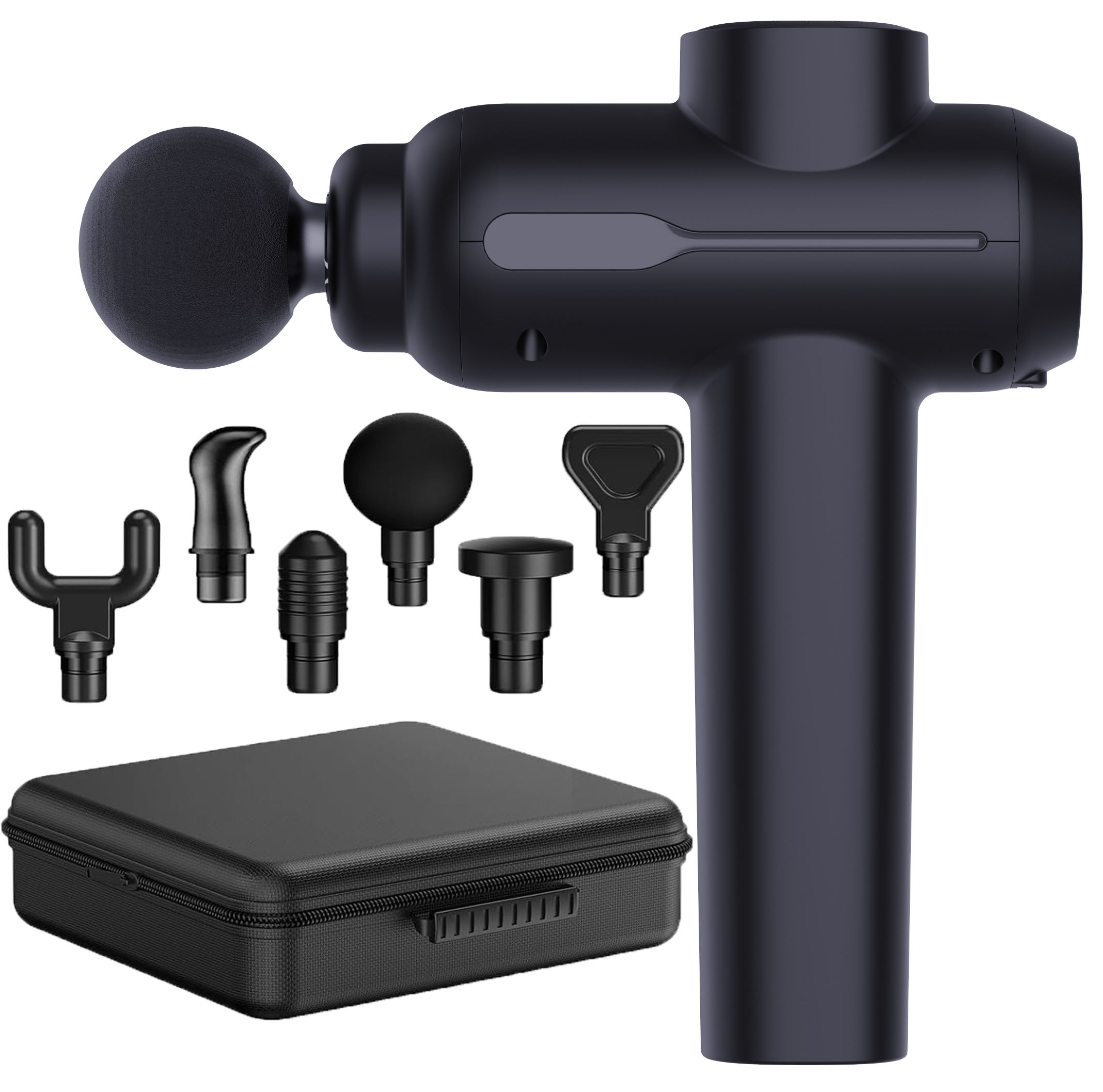 Phenitech Touch Screen Gun Massage 4 Replaced heads Rechargeable Long Battery Deep Tissues Muscle Relaxation With 30 Speed Level