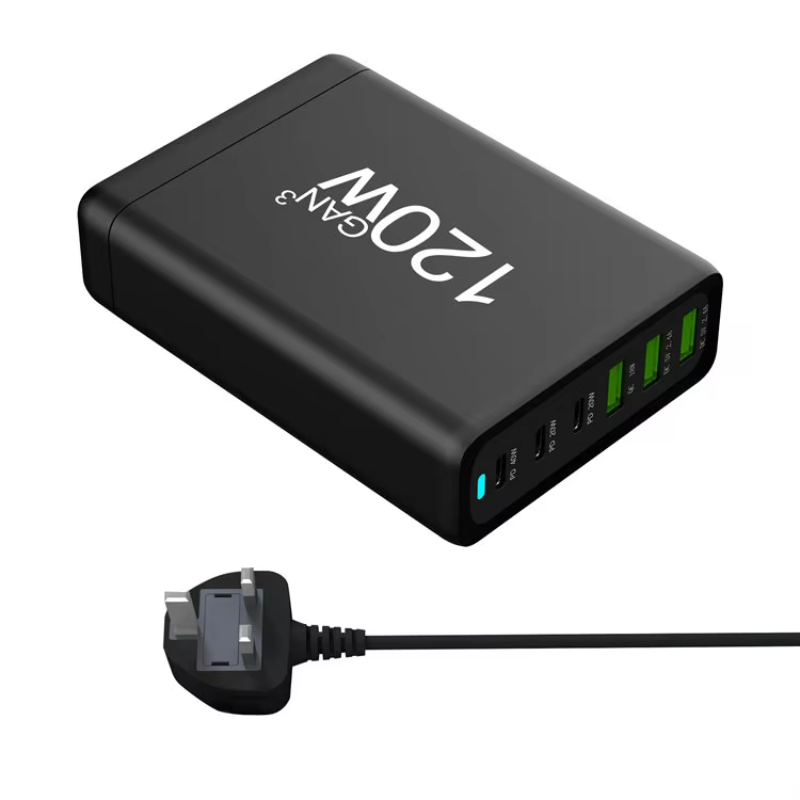 120W Adapter 6 Ports USB Type C PD Fast Charging Quick Charge 3.0 USB-C Desktop GaN Charger For iPhone 14 13 Pro Xiaomi Samsung