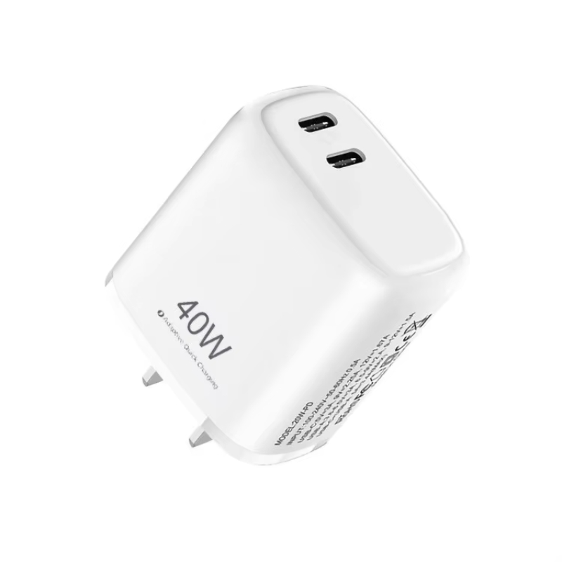 Dual Port Type C Charger Block 40 Watt For Chargeur Rapide iPhone 14_13_12 Pro Max 20W USB-C Power Adapter PD20W Fast Charging