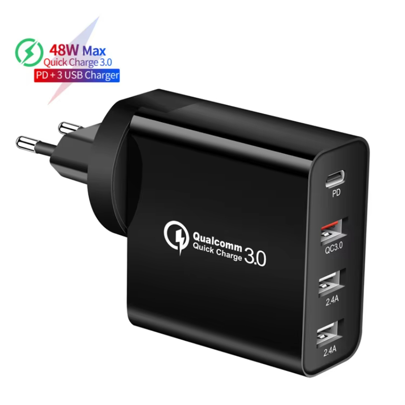 USB Type C 30 Watt Fast Charger Multi Adapter For Apple Android Mobile Phone Universal 4 Port Wall Charging US UK EU AU Plug