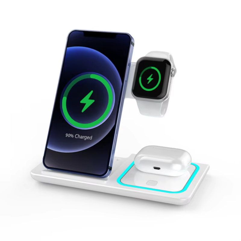 15W Wireless Fast Charger Stand For iPhone 13_14_15 Pro Max For Apple Watch 3 In 1 Foldable Charging Dock Station For iWatch