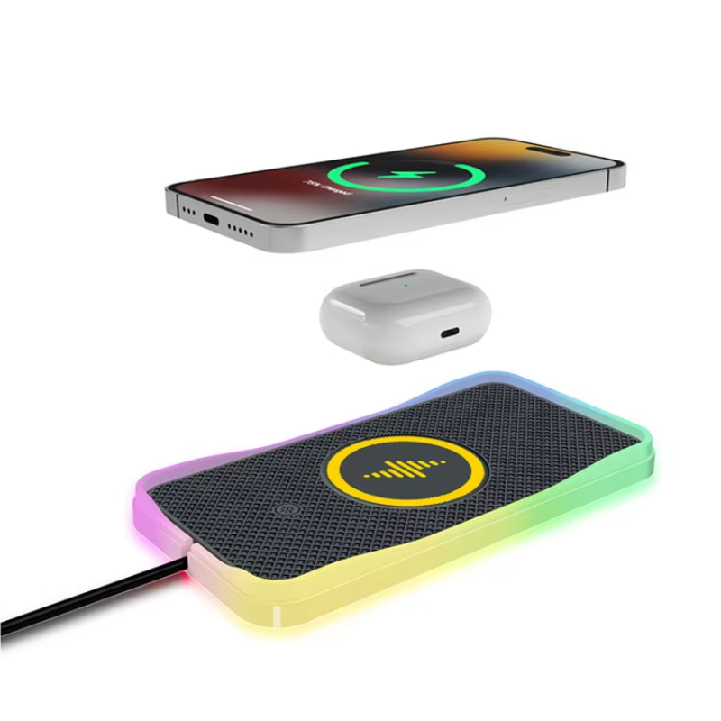 Car Wireless Charger With RGB LED 15W Fast Wireless Charging Pad For iPhone 15 14 13 12 11 Pro Max Samsung Galaxy S21_S20_Note20