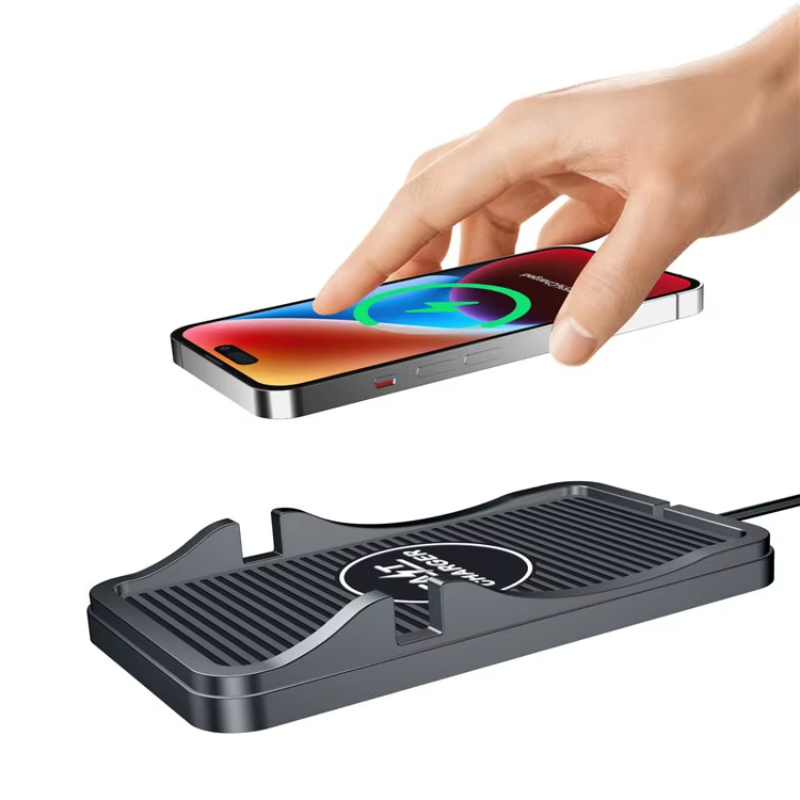 Car Non-slip Pad 15W 10w 7.5w Fast Wireless Car Charger Stand 2 in 1 Phone Charging Mat Holder For iPhone 15 14 13 12 11 Pro Max