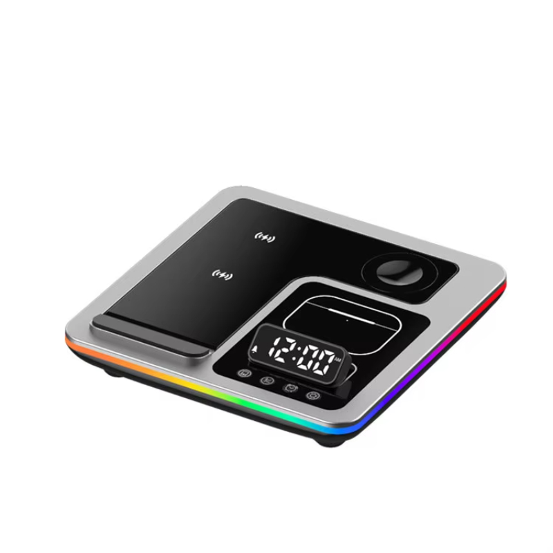 Trending Hot Products RGB Night Light Alarm Clock Foldable Wireless Fast Charger Stand Desktop For Apple Multiple Devices