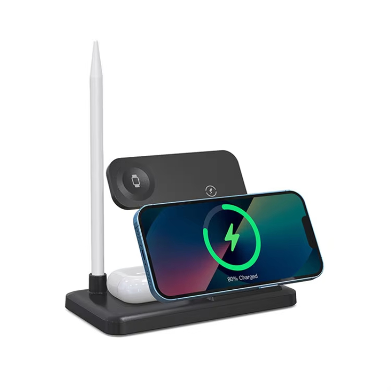 4 In 1 Multifunctional Wireless Charging Desk Stand Wireless Charger For iPhone Watch Airpodd And Pencil With 15W Fast Charge