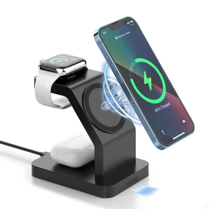 Magnetic Aluminum Alloy Wireless Charging Station 3 in 1 Popular 15W Fast Charger Stand For Apple iPhone 15 14 13 12 Pro Max