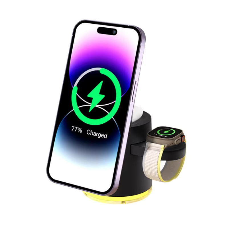 2024 New Magnetic Wireless Charger Foldable Stand For iPhone 15_14_13_12 Pro Max 3in1 Fast Charging Station For Apple Watch