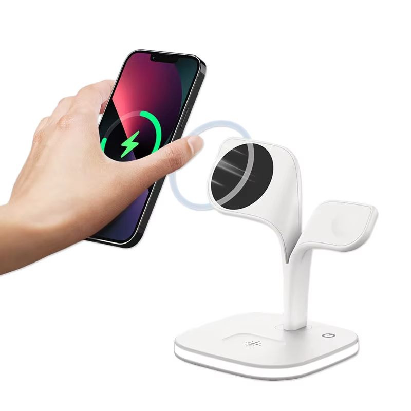 Best Selling 2023 5 in 1 Magnetic Wireless Charging Stand With Night lamp Fast Charger Station For iPhone 15_14_13_12_Pro Max