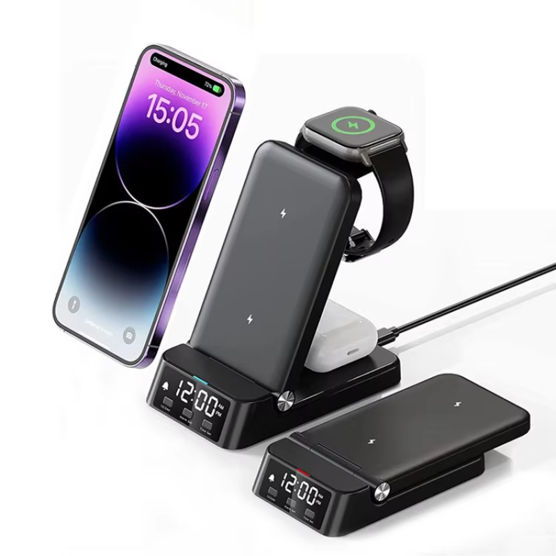 Universal Cargador Portatil Inalambrico With Alarm Clock For All In One iPhone 4in1 Wireless Charger Handy Induktion Ladestation
