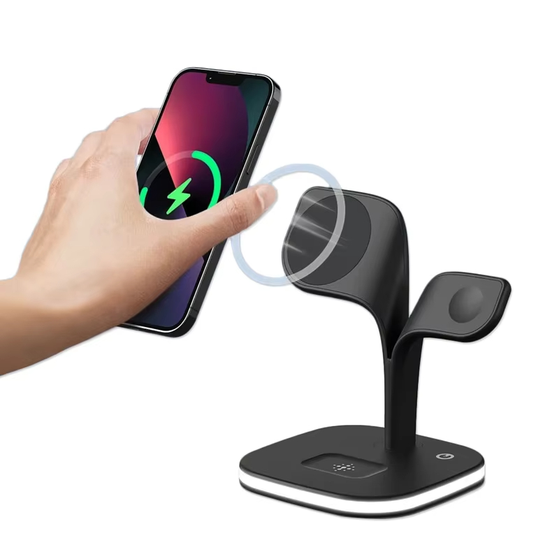 3 In 1 Night Light Mag Magnetic Wireless Safe Charger Stand For iPhone 15 14 13 12 Mini Pro Max With 15W Fast Charging