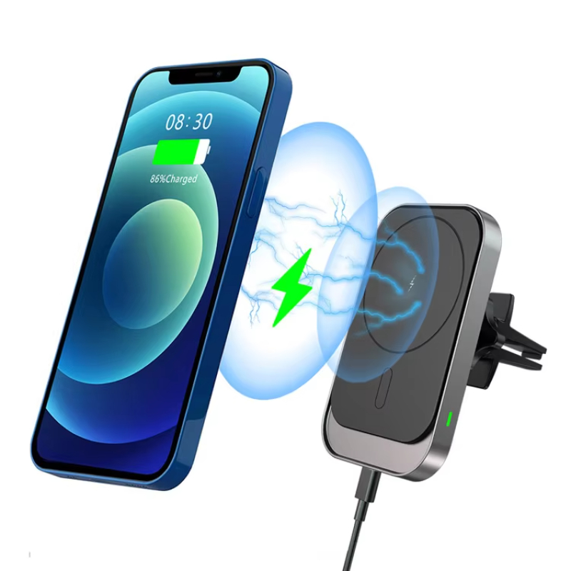 15W Wireless Car Charger Support Magnetic Mobile Holder For Car With Charger For iPhone 15 14 13 Cargador Inalambrico Para Auto