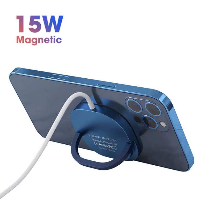 Hot Sale Mobile Phone 15W Magnetic Wireless Charger For iPhone 15_14_13_12 Pro Max Fast Charging Pad With Foldable Stand