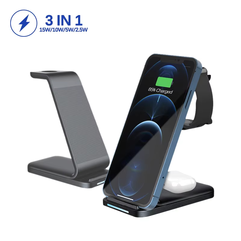 3-in-1 Fast 15W Wireless Charger For iPhone and Android Phones Smart Earphones Charging Multi-Device 10W Induction Chargeur