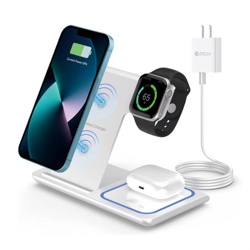 Hot Sale Universal 3 In 1 Mobile Phone Wireless Charger Kit Wireless Charging Stand Sets For iPhone Xiaomi For Airpods iWatch