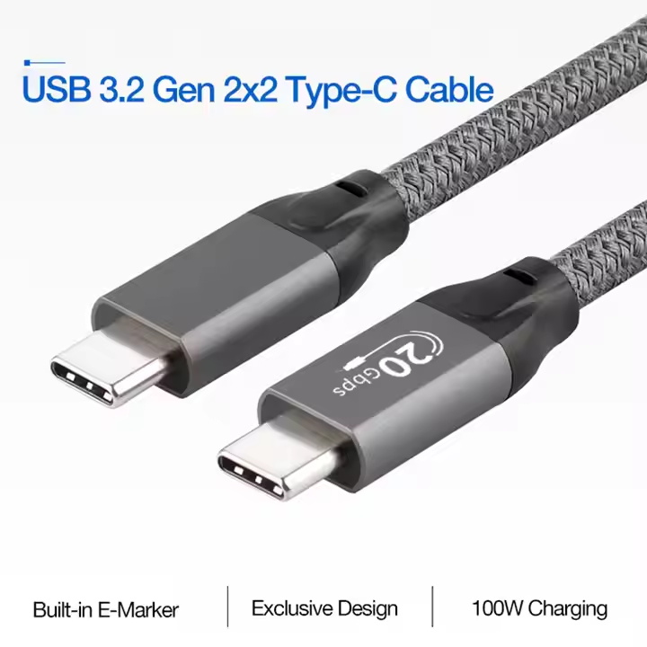 ULT-unite 0.5m Type-C M/M USB 3.2 C Type Cable with E-mark Full Function Data Cable 10Gbps 20V 5A 100W Fast Charging Cables