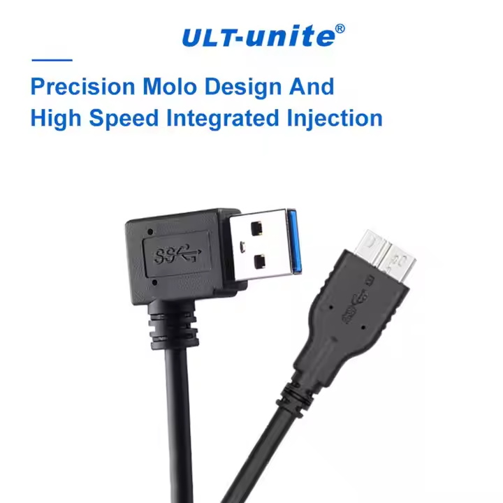 ULT-unite Factory Wholesale 5Gbps USB 3.0 Type A Male to Micro B Male Cable 30cm 0.3m USB3.0 Elbow Adapter Cable