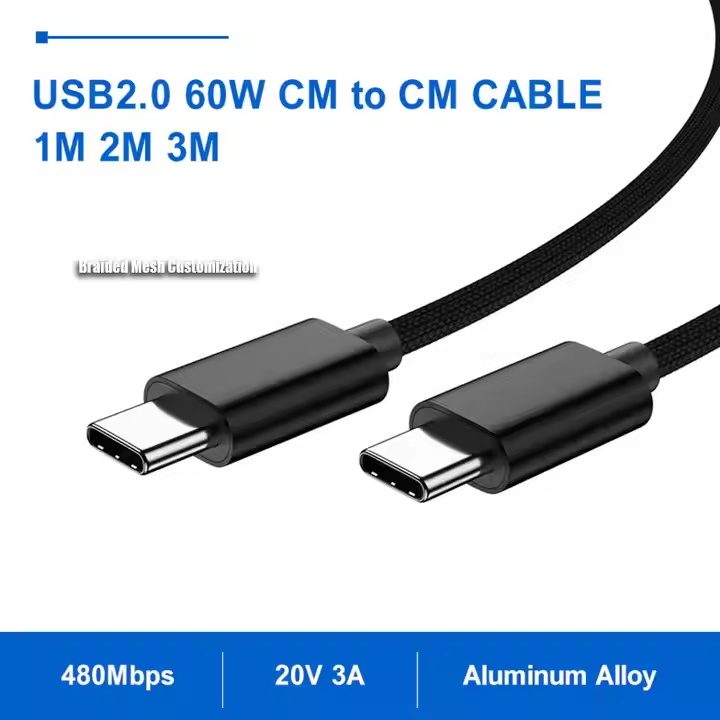 ULT-unite USB 2.0 60W Type C Fast Charging Data Cable 1m 2m 3m 480Mbps 20V 3A Type-C Cable For Huawei For iPhone