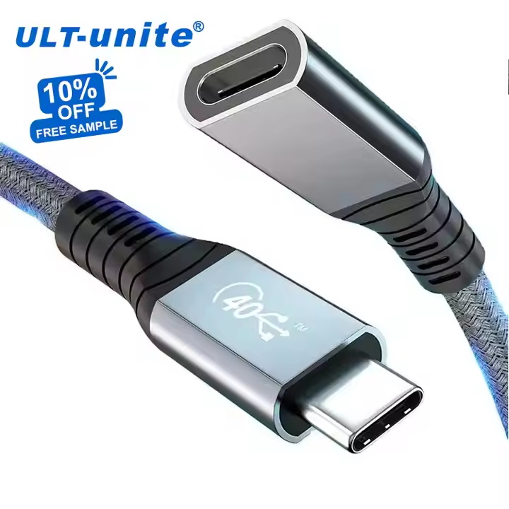 ULT-unite USB4 5A Type C Male to Female Extension Cord 40Gbps 8K 60HZ PD100W Thunderbolt 3 4 0.3m 0.5m 0.8m Extension Cable