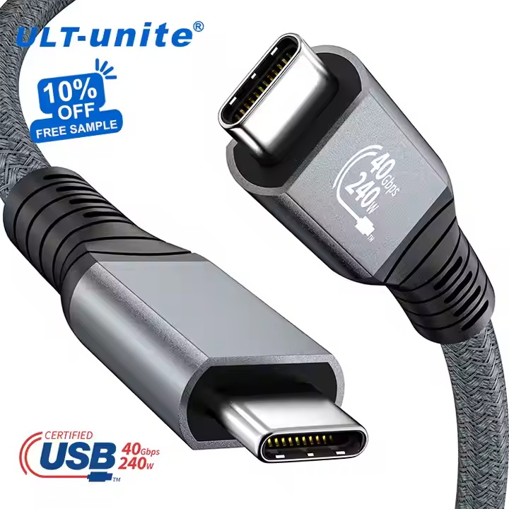 ULT-unite 0.2m 1m 2m USB4 GEN3 40Gbps Cable C to C Compatible PD3.0 Thuderbolt 3 4 240W 5A Fast Charging Data Type C Cable
