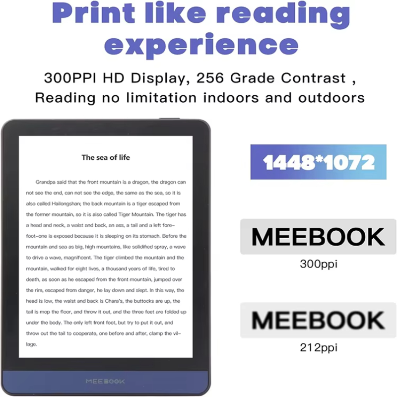 MEEBOOK M6 E-Book Reader 2023 New 6_ 300PPI HD E-Ink Screen Ereader Cold_Warm Light Android 11 Support Google Play Store OTG