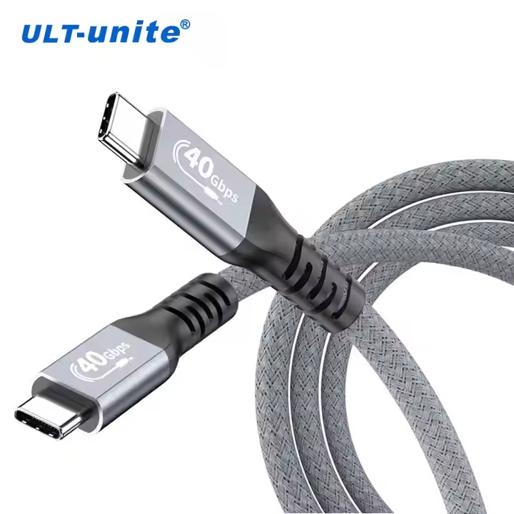 ULT-unite New Design USB4 Data Cable 40Gbps Compatible Thunderbolt 3 PD100W Nylon Braided Type C to C 5A Fast Charging Cable