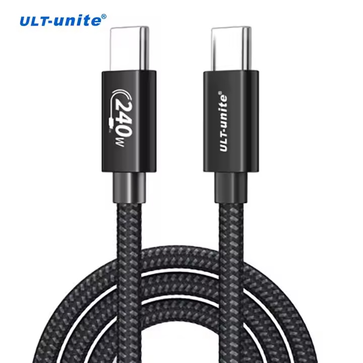 ULT-unite 1m 2m 3m Dual USBC Cable 480Mbps Nylon Braided Type C Data Cable PD240W 5A Fast Charging Cable For Laptop