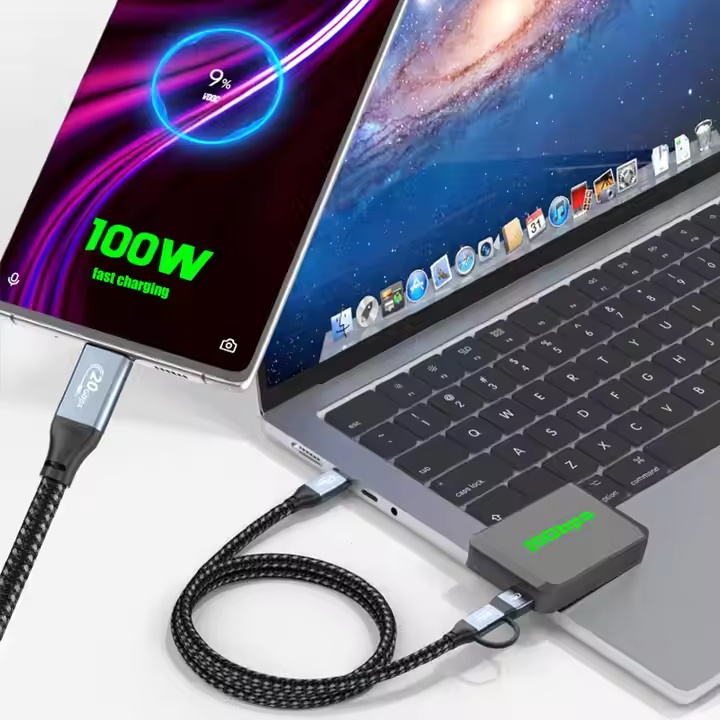 ULT-unite USB3.1 Type C 2 in 1 Charging Data Braided Cable 1 Meter CM/CM AM/CM PD3.1 100W 5A Fast Charger Cable