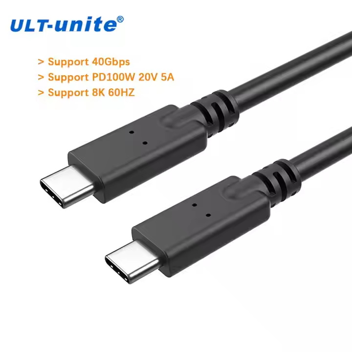 ULT-unite USB4 Gen3 Type C to Type C Cable 0.5m 0.8m Short Usbc Cable 40Gbps 100W 5A Fast Charging Data Cable