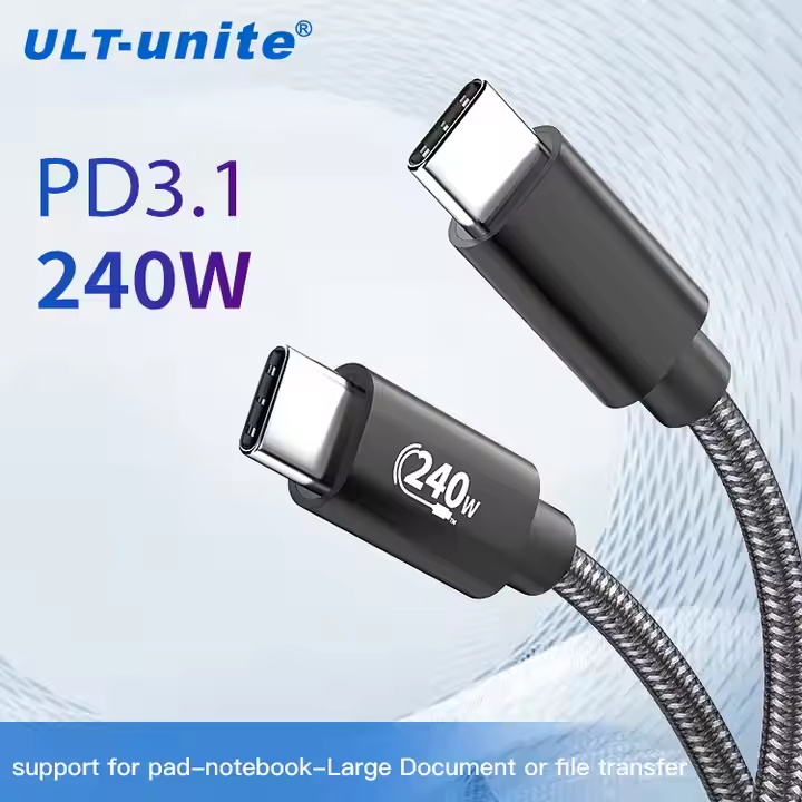 ULT-unite 240W CM TO CM Fast Charging Data Cable 480Mbps USB 2.0 Type C Male to Male Flexible Braid Cable