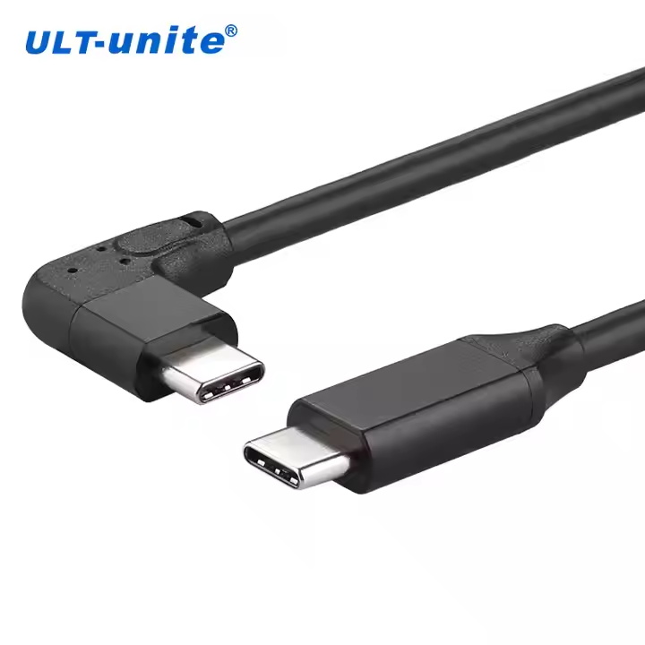 ULT-unite Right Angle USB 3.0 Type-C Male to Male Black Cable 0.5m 1m 2m 10Gbps 3A 60W Fast Charging Data Cable USB C