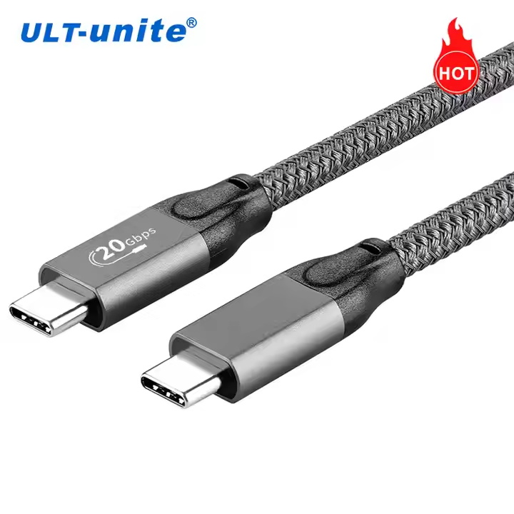 ULT-unite USB 3.2 Gen 2x2 Type C Charging Cable 20Gbps 5A 100W Fast Charging C to C Cable Tinned Copper Mobile Phone Data Cable