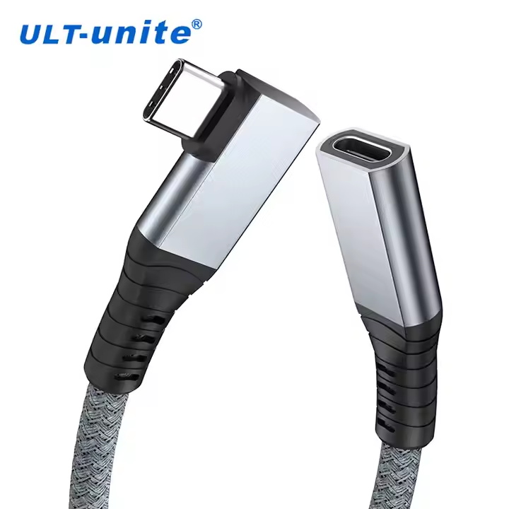 ULT-unite New Design Right Angle USB4 40Gbps Type C Male to Female Extension Cord PD100W Type C Cable