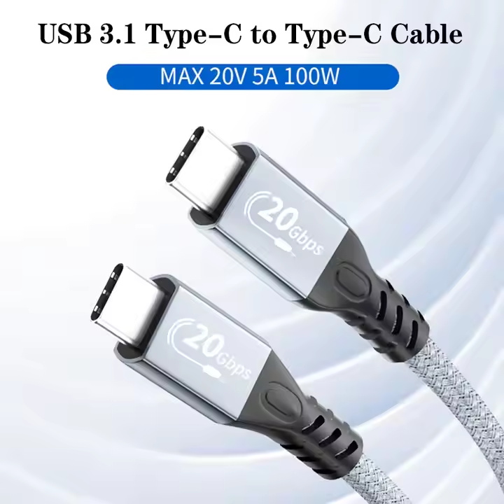 ULT-unite USB3.1 Coaxial Cable 20V 5A 100W Fast Charging Cable 20Gbps Type CM/CM Mobile Phone Data Cable