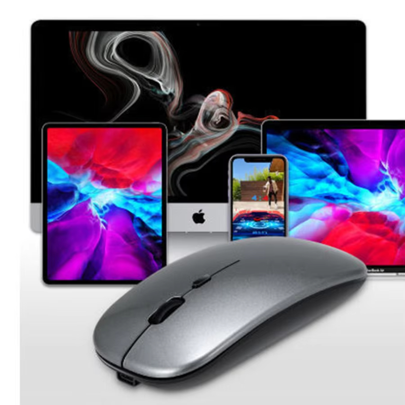 custom Business Lightweight mute office slim computer bluetooth mouse inalambrico rechargeable gray wireless mouse