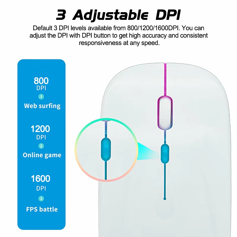 Ultra thin and rechargeable Bluetooth wireless mouse Mini optical 1600DPI wireless mouse for laptop PC