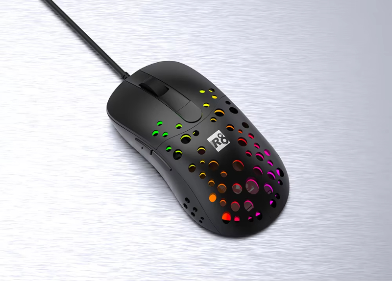 R8 Brand Factory Wholesale Controllable DPI Honey Hole Gamer Mouse 6D Gaming Mouse With RGB LED Light