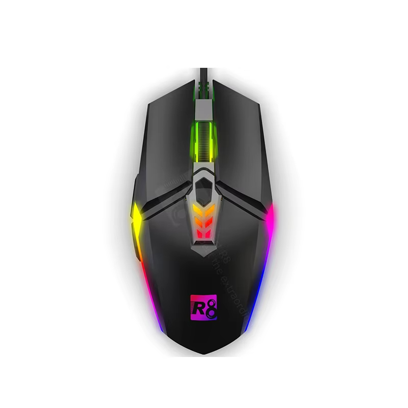 R8 Factory Price Ergonomic 6D Usb Optical Wired Gaming Mouse RGB Led Lights Gaming Mice