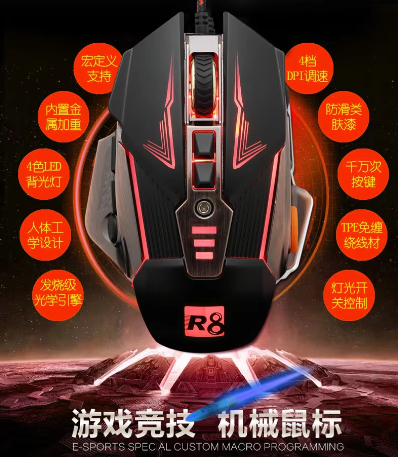 computer accessories and parts Ergonomics Optical Flat Wired Gaming Computer Mouse for Desktop