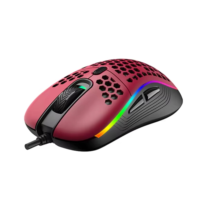 2020 Newest honeycomb shell Mouse Pixart 6400DPI 6651 Sensor lightweight RGB gaming mouse with ultra light Para cord cable
