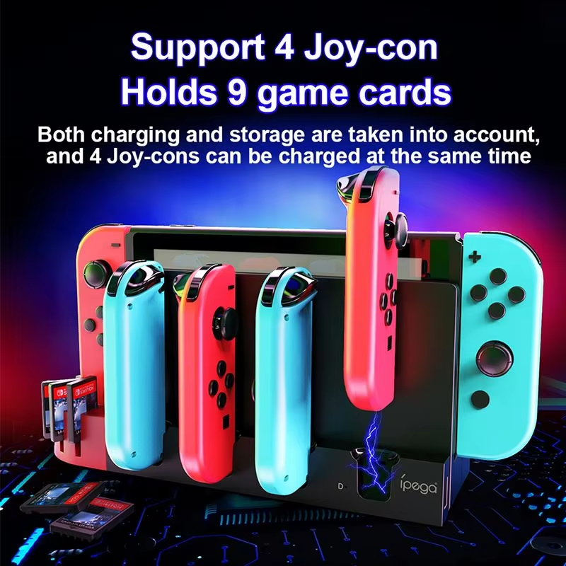 Nintendo Switch IPEGA PG-SW071 4 Port Holder 9 Games Slots Joycon Charging Station For Nintendo Switch Console Charger Stand