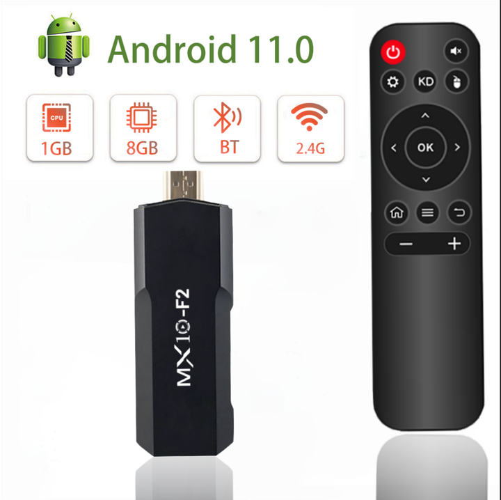2024 Newest MX10-F2 Stick RK3228A Set Top Box 1Gb 8Gb 2.4G/5G Android 13 os Voice remote smart TV BOX