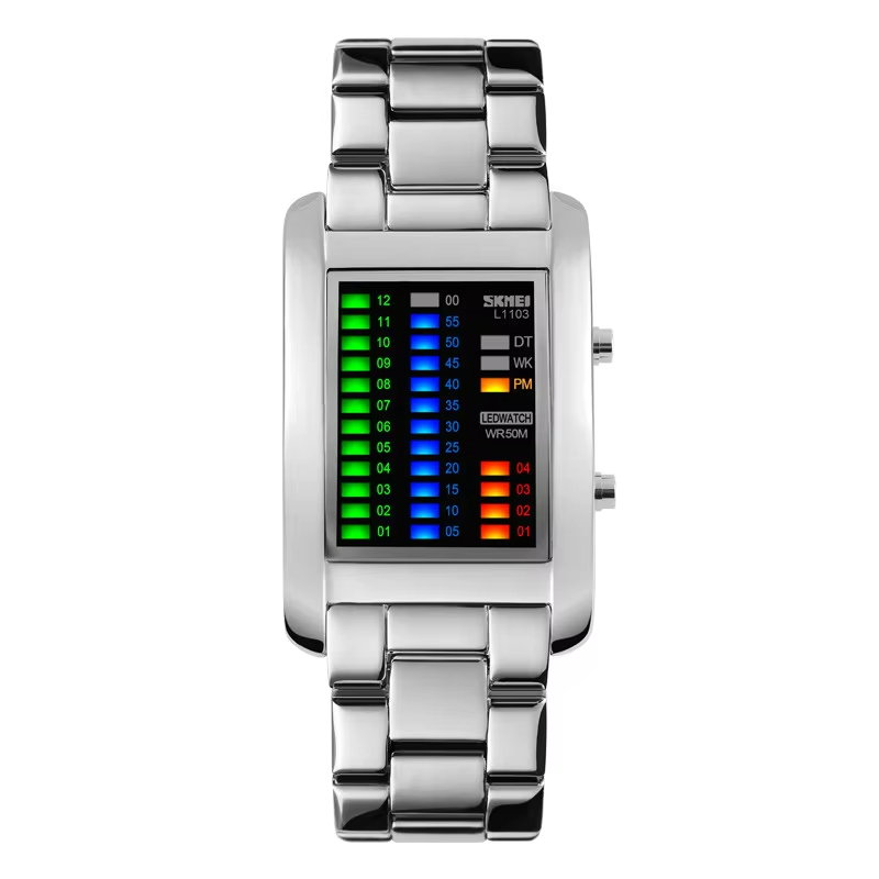 SKMEI 1103 Elegant Led Sports Watch Metal Binary Wrist Watch For Men