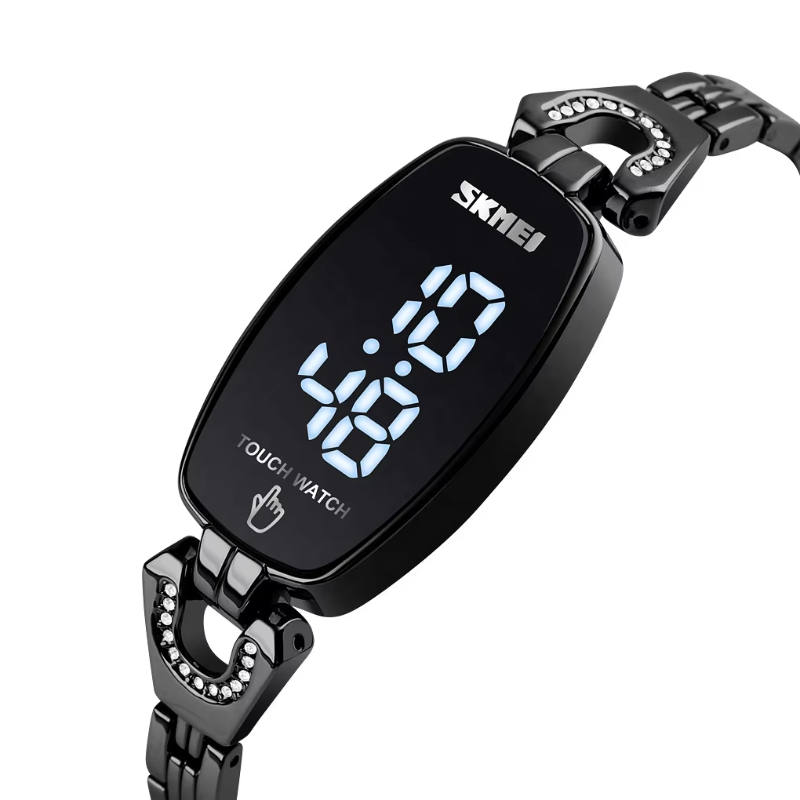Best selling Skmei 1588 fancy diamond women watch top good quality waterproof LED touch wrist bracelet ladies watches digital