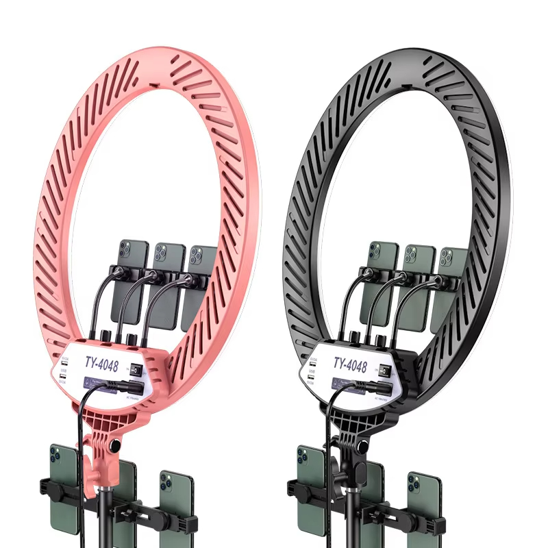 Tianmei TY-4048 Oval 220V 45w 3200 5600K Dimmable Makeup Live Show Stream Video Studio LED Ring Light with 2.1m Tripod Stand