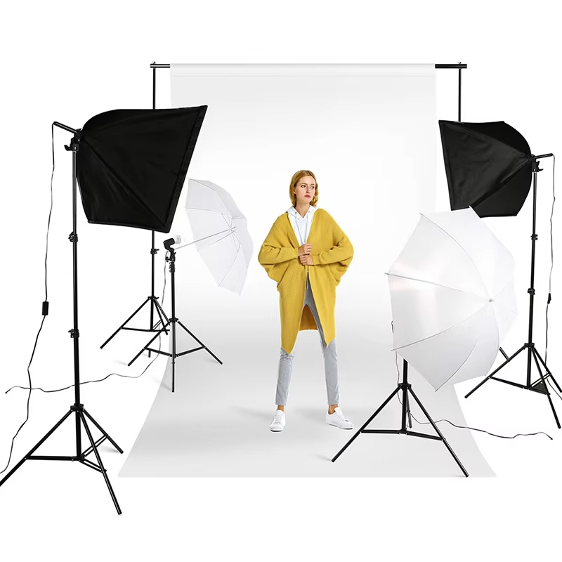 Photography Studio Equipment Umbrella Softbox and 6.6_10ft Background Stand System with Bulb for Video Studio