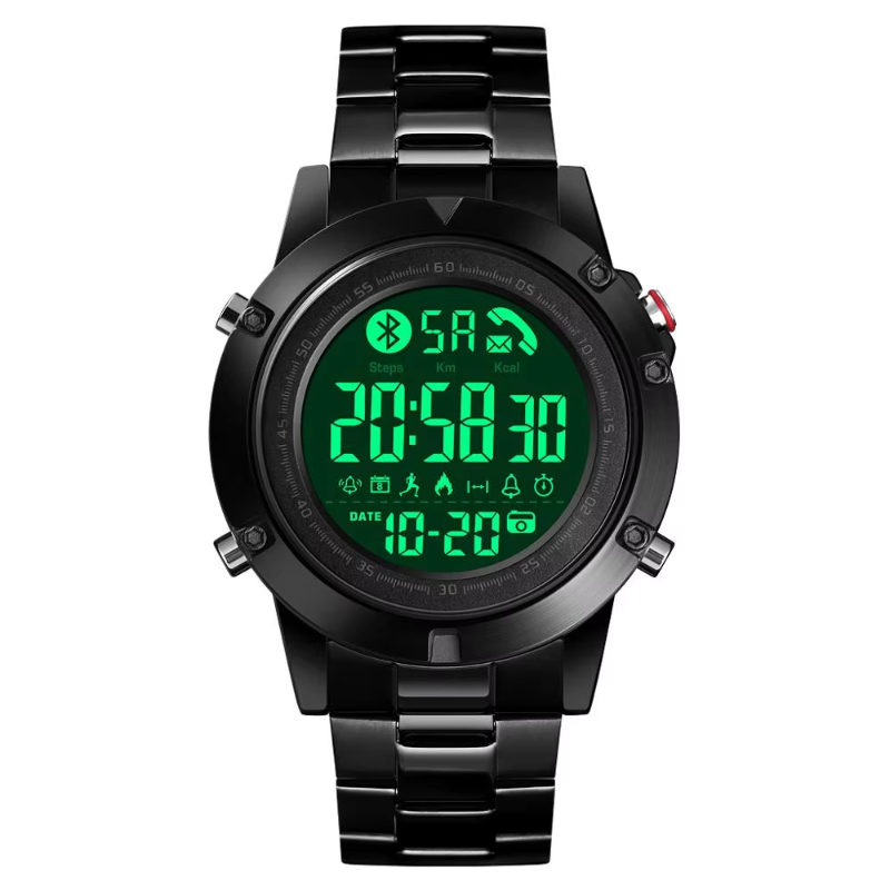 SKMEI 1500 App Remind Pedometer Watch Smart Watch Stainless Steel Waterproof Sport Wristwatches for Men